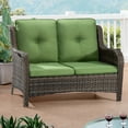 thumbnail image 1 of Meetleisure 1 piece 49'' Wide 2-Seat Outdoor Wicker Patio Sofa with Cushions,Green, 1 of 8