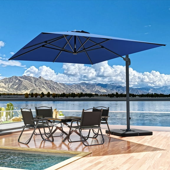 Meetleisure 10 X 13FT Outdoor Patio Umbrella Market Umbrella with Push Button Tilt and Crank, 8 Aluminum Sturdy Ribs for Garden, Lawn, Pool, No Base