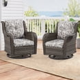 thumbnail image 1 of Meetleisure 2 Pieces Outdoor Patio Furniture Wicker Swivel Chair with Cushions for Backyard, Smoky Leaf, 1 of 6