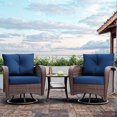 thumbnail image 1 of Meetleisure 3-Piece Outdoor Bistro Sets, Patio Wickier Chairs with Side Table and Thick Cushions,Dark Blue, 1 of 9