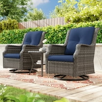 Meetleisure 3 Pieces Outdoor Patio Furniture Wicker Bistro set with Swivel Chairs and Side Coffee Table for Backyard