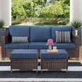thumbnail image 1 of Meetleisure 3 Pieces Outdoor Patio Wicker Conversation Set with Cushions, Navy, 1 of 9