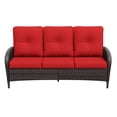 thumbnail image 1 of Meetleisure 3-Seat Outdoor Sofa, Couch Patio Sofa with Deep Seating and Thick Cushions, Red, 1 of 8