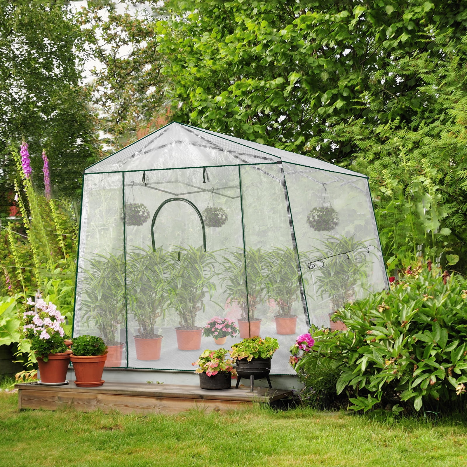 Meetleisure 6.9 FT x 8.5 FT x 7.2 FT Pop-up Outdoor PVC Greenhouse, White