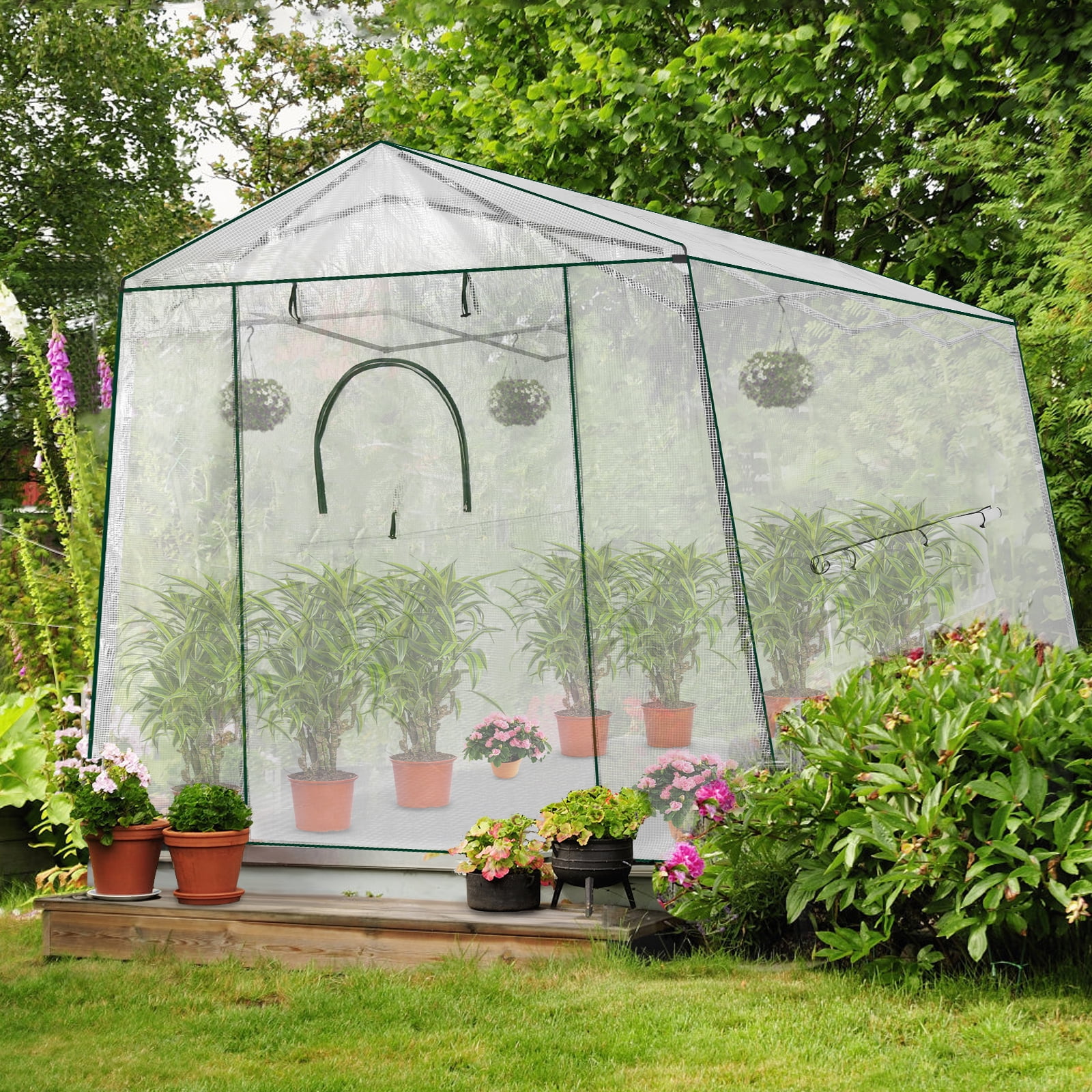 Meetleisure 8.5 ft x 11.2 ft x 7.4 ft Pop-up Outdoor PVC Greenhouse, White