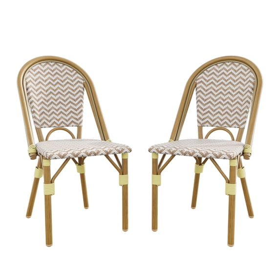 Meetleisure Brown wave Coffee Chair with Wicker wood grain Metal Base for outdoor,Brown