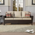 thumbnail image 1 of Meetleisure Outdoor PE Rattan Three-seat sofa, Beige, 1 of 6