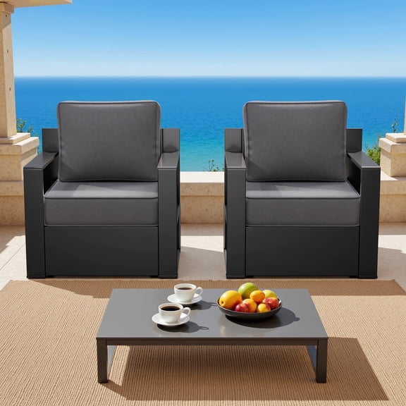 Meetleisure Outdoor Rust-Proof Aluminum Frame Chairs, Suitable for both Indoor and Outdoor, Set of 2, Grey