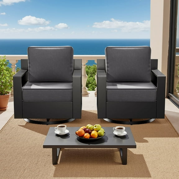 Meetleisure Outdoor Rust-Proof Aluminum Frame Rocking Chairs, Suitable for both Indoor and OutdoorSet of 2, Grey