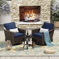 thumbnail image 1 of Outdoor Rust-Proof Steel Frame Swivel Chairs, Set of 2, PE Woven Wicker, Blue, 1 of 9
