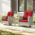 thumbnail image 1 of Meetleisure Outdoor Swivel Rocker Wicker Patio Chairs Sets of 2 With Table, Red, 1 of 7