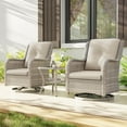 thumbnail image 1 of Meetleisure Outdoor Swivel Rocker Wicker Patio Chairs Sets of 2 with Table, Beige, 1 of 7