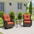 thumbnail image 1 of MeetLeisure 3 Piece Wicker Patio Furniture Set with Side Table, Outdoor Swivel Rocker Chairs with High Back, Deep Seating, Wide Armrest, Thick Cushions for Deck Porch, Orange, 1 of 10