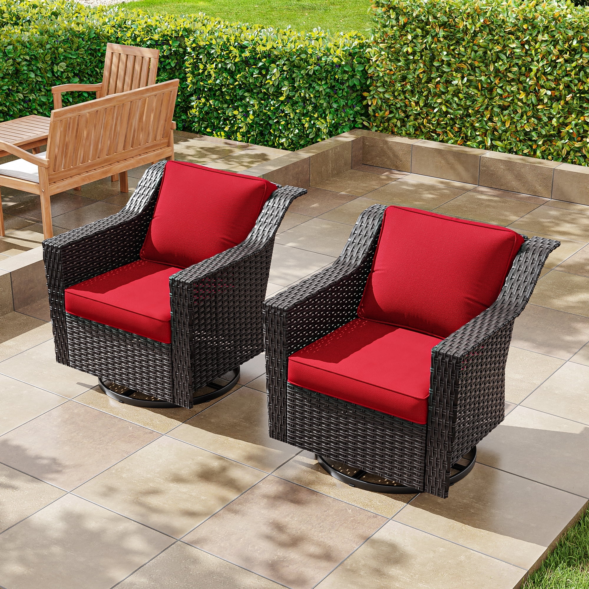 Modern Red Cushioned Steel Rocking Armchair, 2-Pack
