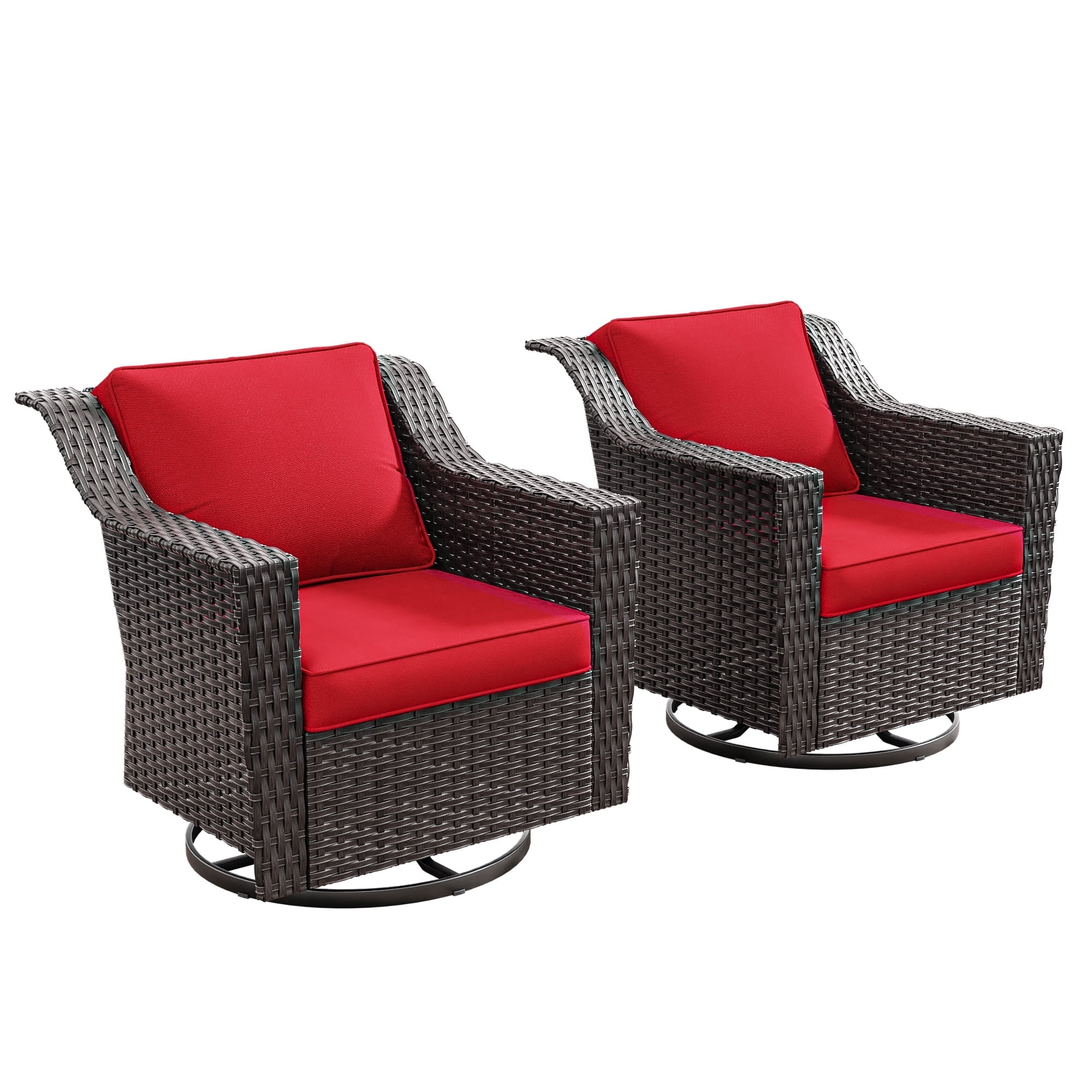 Modern Red Cushioned Steel Rocking Armchair, 2-Pack
