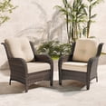 thumbnail image 1 of Meetleisure Patio Chairs Set of 2, Wicker Outdoor Furniture with High Back, Deep Seating, Wide Armrest, Thick Cushions, Rattan Chairs for Deck Porch, Beige, 1 of 9