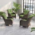 thumbnail image 1 of Meetleisure 4 Piece Wicker Patio Furniture Set, Rattan Chairs with High Back, Deep Seating, Wide Armrest, Thick Cushions for Deck Porch, Green, 1 of 9