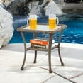 thumbnail image 1 of Meetleisure Rattan Wicker Coffee Table Glass Top Steel Frame Patio Table, 1 of 5
