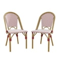 thumbnail image 1 of Meetleisure Red Stripe Coffee Chair with Wicker Wood Grain Metal Base for Outdoor,Red, 1 of 12