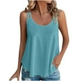 thumbnail image 1 of MeetoTime 2024 Women's Tank Top Round Neck Solid Color Casual Cami Hollow-Out Spaghetti Strap Vest, 1 of 6