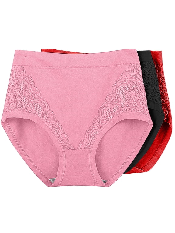 3 Pack Plus Size Cotton Underwear for Women High Waisted Comfy Briefs Full Coverage Panties X-6X