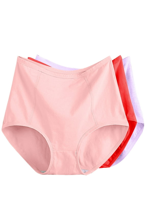 3 Pack Plus Size Cotton Underwear for Women High Waisted Comfy Briefs Full Coverage Panties X-6X