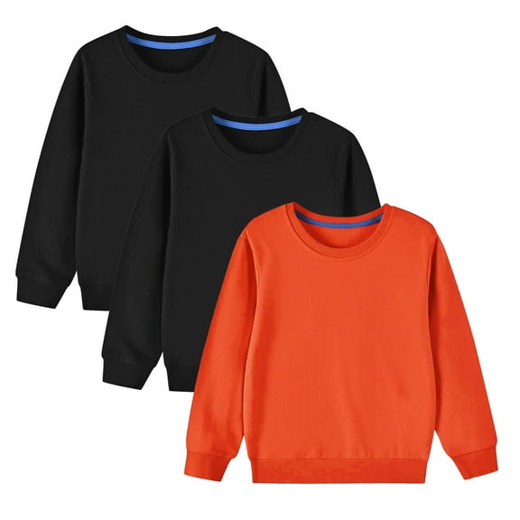 MeetoTime 3PC Toddler Kids Long Sleeved Sweatshirt Casual Solid Color Pullover Tops for Boys Girls Children's Clothes