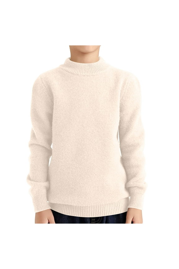 4-18 Years Children's Knitted Sweater Undershirt Solid Color Thick Half High Neck Long Sleeved Pullover Top shirt
