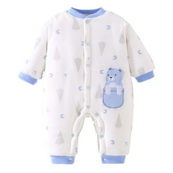 MeetoTime Baby Boys Girls Cotton Jumpsuits Three-layer Warm Quilted Winter Thickened Infant Toddler Rompers Baby Crawling Clothes