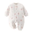 thumbnail image 1 of MeetoTime Baby Boys Girls Cotton Jumpsuits Three-layer Warm Quilted Winter Thickened Infant Toddler Rompers Baby Crawling Clothes, 1 of 3