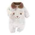 thumbnail image 1 of MeetoTime Baby Boys Girls Fleece Jumpsuits Lapel Buttons Thick Warm Newborn Infant Rompers Baby Crawling Clothes 0-12M, 1 of 3