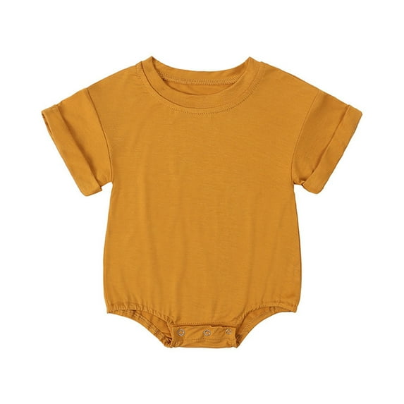 MeetoTime Baby Boys Girls Jumpsuits Solid Color Bottons Short Sleeve Infant Toddler Shorts Rompers Baby Summer Clothes