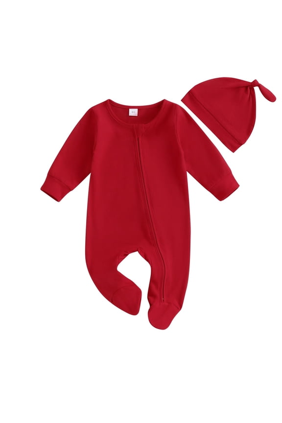 Baby Boys Girls Solid Color Round Neck Long Sleeves Leg Wraps Jumpsuit Newborn Infant Rompers Hat Two-piece Set