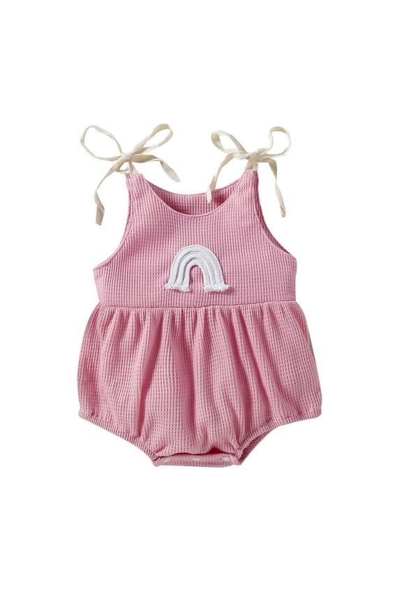 Baby Boys Girls Solid Color Sling Jumpsuit Newborn Infant Summer Beach Rompers 0-24M