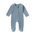 thumbnail image 1 of MeetoTime Baby Boys Girls Solid Color Zipper Long Sleeve Foot Wrapped Jumpsuit Newborn Infant Crawling Rompers, 1 of 7