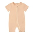 thumbnail image 1 of MeetoTime Baby Boys Girls Zipper Short Sleeve Round Neck Jumpsuit Summer Infant Toddler Solid Color Shorts Rompers, 1 of 2