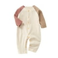 thumbnail image 1 of MeetoTime Baby Clothes Bodysuit Velvet Round Neck Long Sleeve Button Fall Winter Keep Warm Jumpsuits Solid Color Toddler Crawling Clothes, 1 of 7