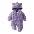 thumbnail image 1 of MeetoTime Baby Clothes Hooded Plush Jumpsuits Solid Color Zipper Fall Winter Warm Newborn Infant Rompers Crawling Clothes 0-18M, 1 of 7
