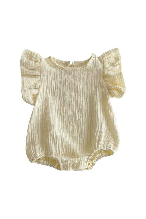 Baby Clothes Spring Summer Jumpsuits Flying Sleeve Round Neck Newborn Infant Rompers Bodysuit