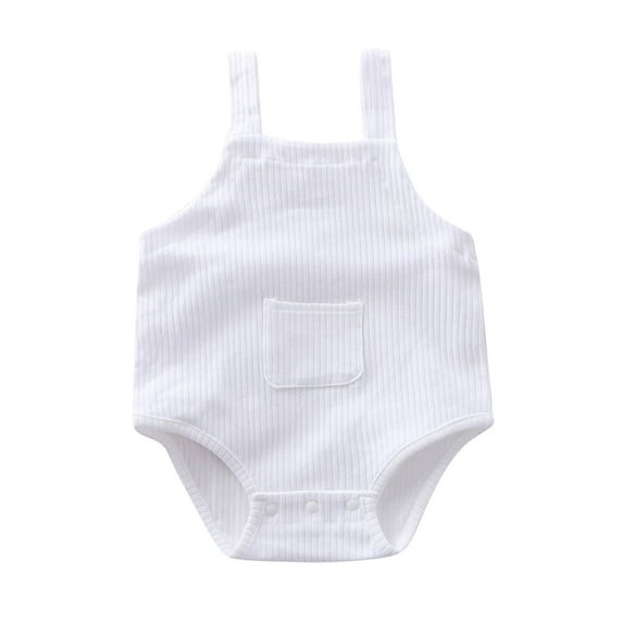 MeetoTime Baby Clothes Suspenders Jumpsuits Solid Color Newborn Infant Rompers with Pockets Crawling Clothes