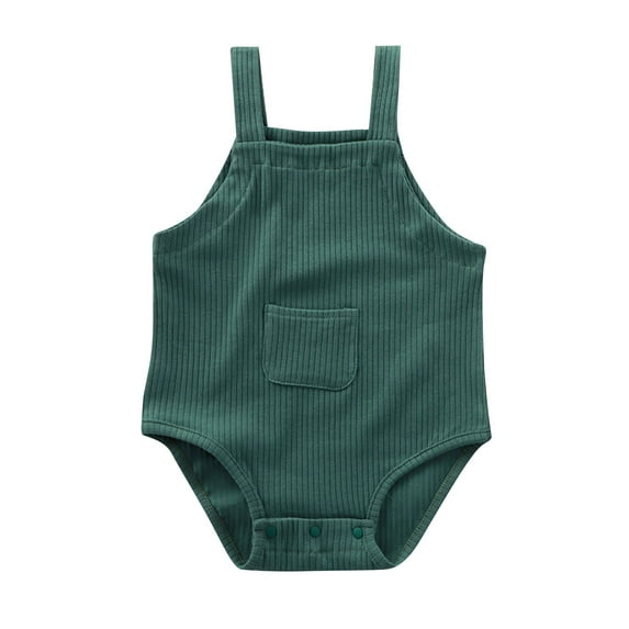 MeetoTime Baby Clothes Suspenders Jumpsuits Solid Color Newborn Infant Rompers with Pockets Crawling Clothes