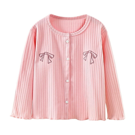 MeetoTime Baby Corduroy Knitted Cardigan Casual Long Sleeved Solid Color Jacket Tops for Girls Kids Clothes