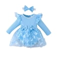 thumbnail image 1 of MeetoTime Baby Girls Princess Dress Jumpsuits Long Sleeved Newborn Infant Rompers Headband Two-piece Sets Baby Clothes 0-18M, 1 of 3
