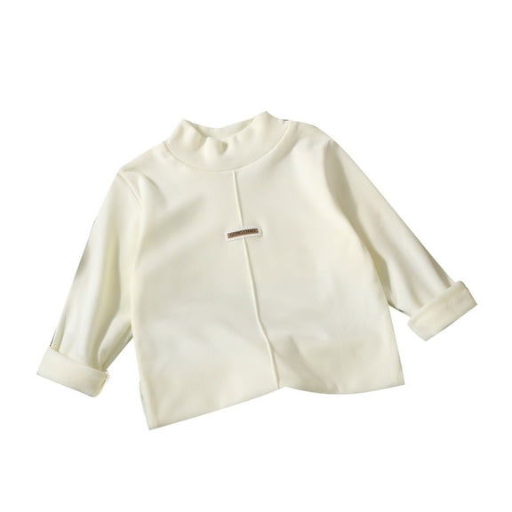 MeetoTime Baby Kids Velvet Half Turtleneck Long-sleeved Bottoming Shirt Casual Long Sleeved Fall Winter Warm Tops for Boys Girls