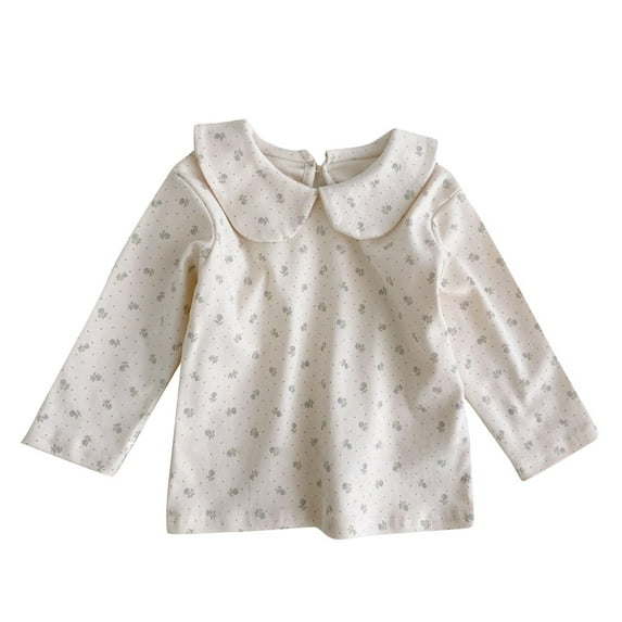 MeetoTime Baby Round Neck Long Sleeve Top Base Shirt Fall Winter Solid Color Top for Girls 0-18 Months