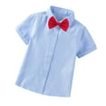 thumbnail image 1 of MeetoTime Baby Short Sleeve Blouse Solid Color Gentleman's School Uniform Button-down Shirt for Boys Baby Clothes 2-14Years, 1 of 5