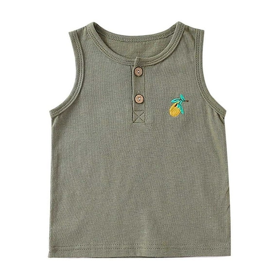 MeetoTime Baby Sleeveless Solid Color Graphic T-Shirt Summer Casual Loose Round Neck Tank Top Tee for Boys Girls 6 Months-3 Years