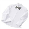 thumbnail image 1 of MeetoTime Children's Button-down Shirt Kids Lapel Long Sleeve White Shirt with Bow for Boys Girls, 1 of 3