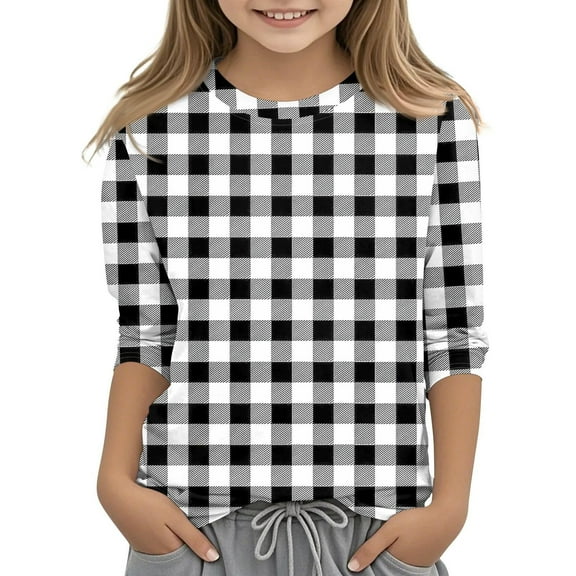 MeetoTime Children's Fashion Solid Color Printed 3/4 Sleeve Round Neck Tops Toddler Kids T-shirt for Boys Girls