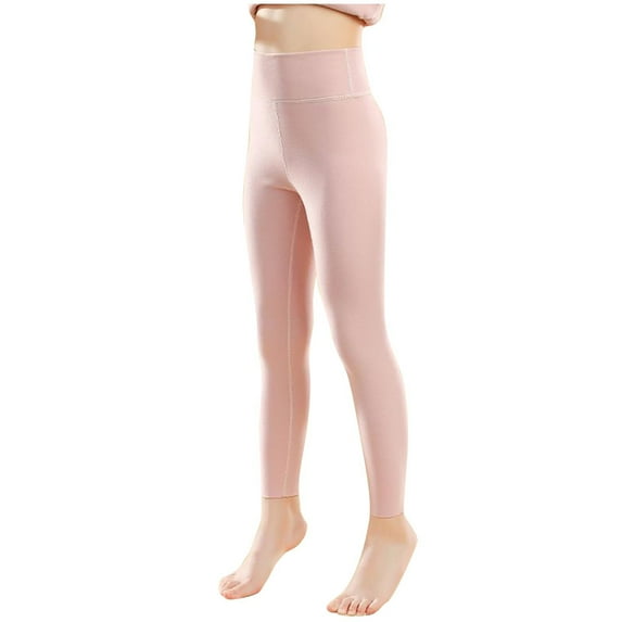 MeetoTime Children's Girls Yoga Pants Kids High Waisted Solid Color Stretch Leggings Suitable for 7-14 Years